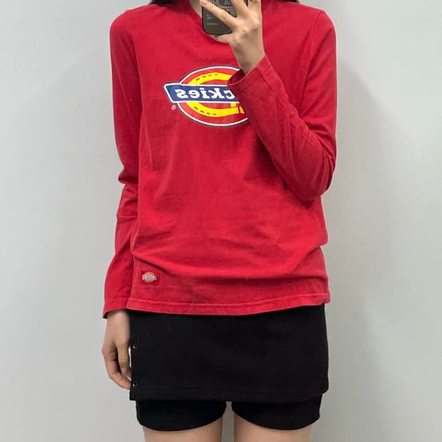 디키즈 빅로고 레드 롱슬리브 