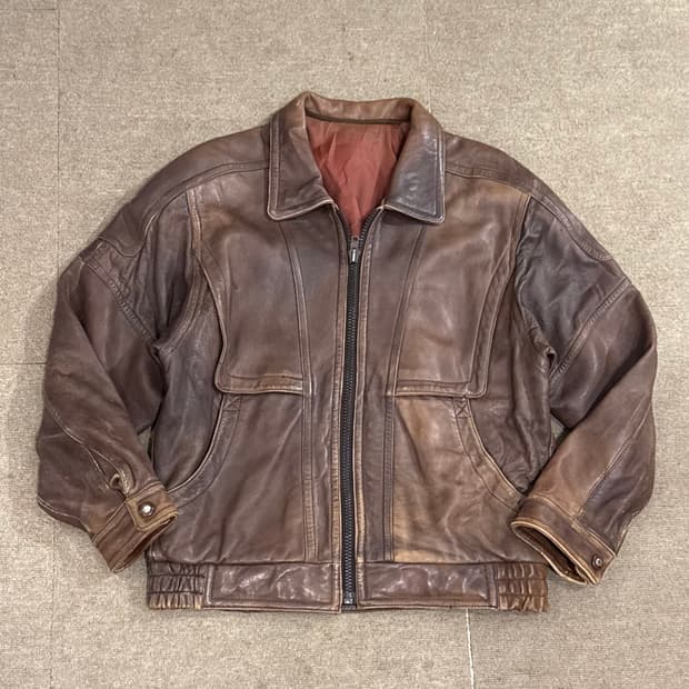 80s 브라운 양가죽 봄버 자켓
