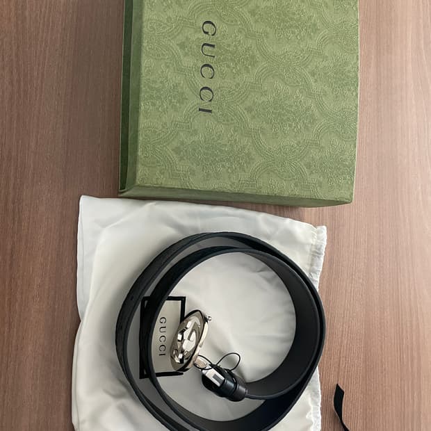 구찌 리버시블 시그니쳐 벨트 블랙 브라운