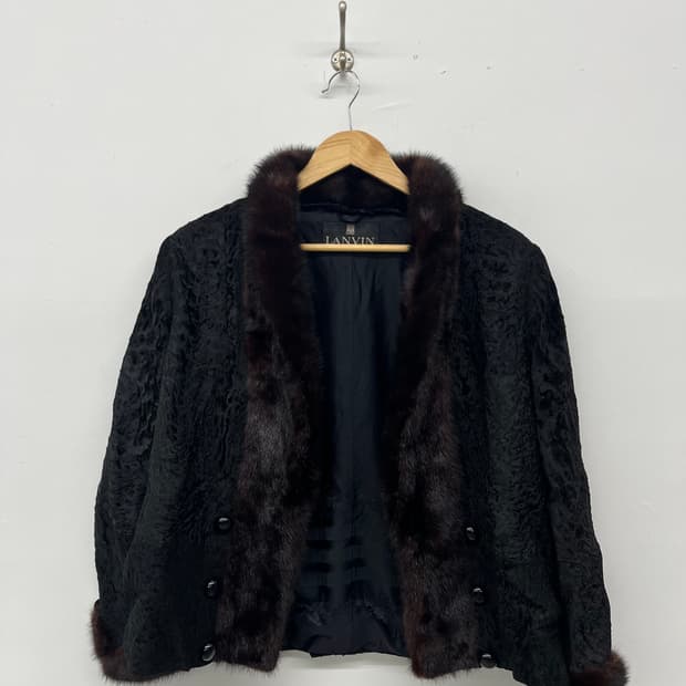 LANVIN 밍크 트리밍 코트 블랙 여/M