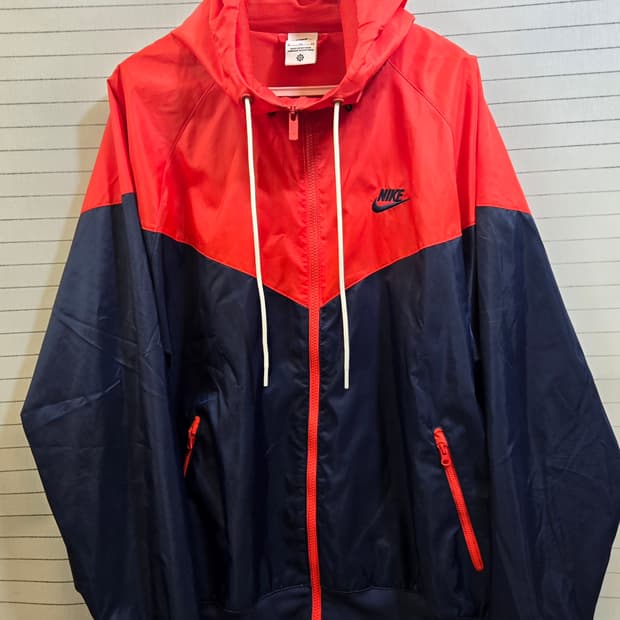 나이키 윈더 러너 바람막이 후드집업 레드/네이비