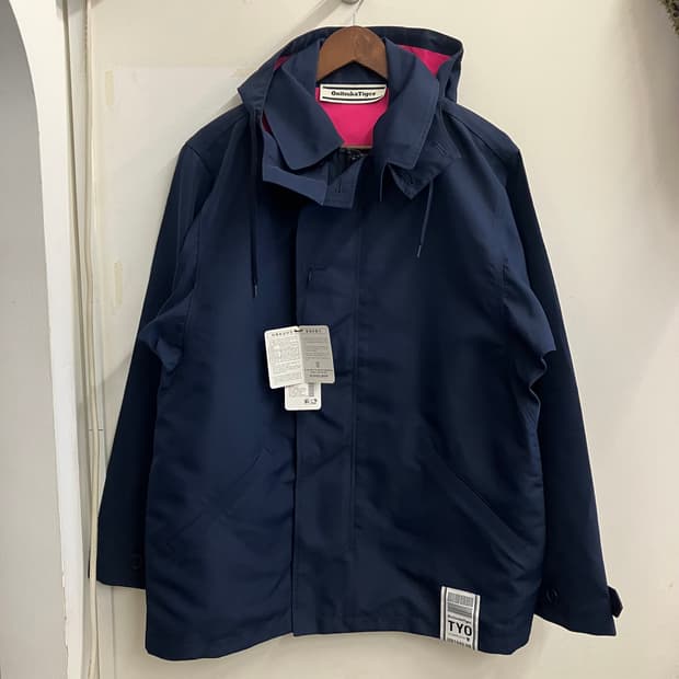 N215 오니츠카타이거 아식스 후드 코트자켓 네이비