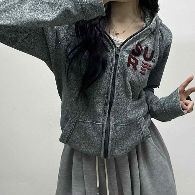 홀리스터 y2k 올드스쿨 그레이 스웻 후드집업 희귀져지(L)