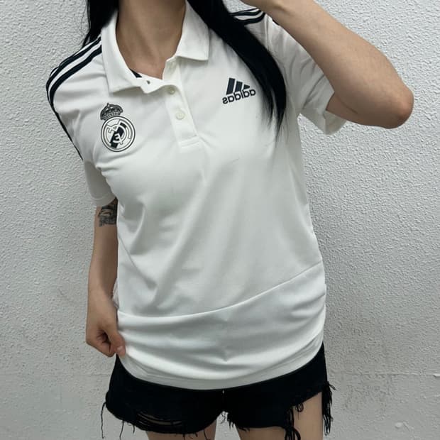 아디다스 블랙라인 레알마드리드 싸커 화이트 pk반팔 L