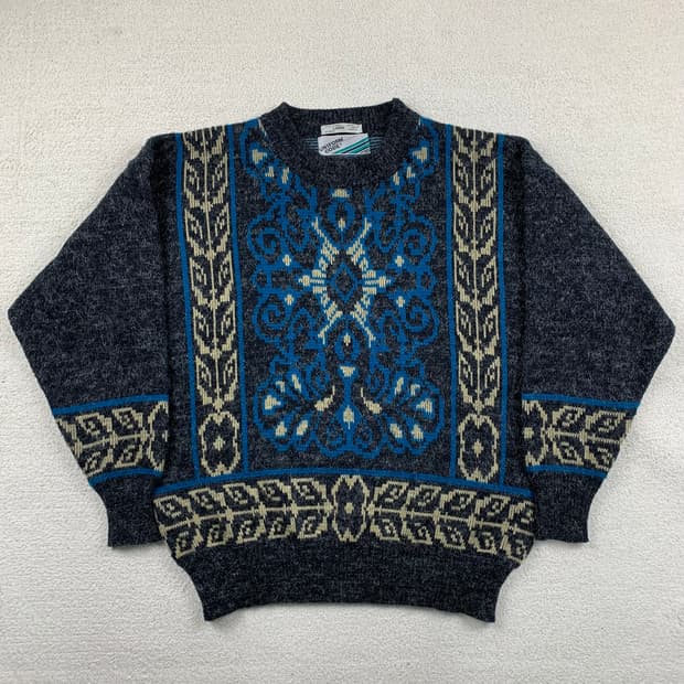 Uniform Code 빈티지 패턴 울 니트 