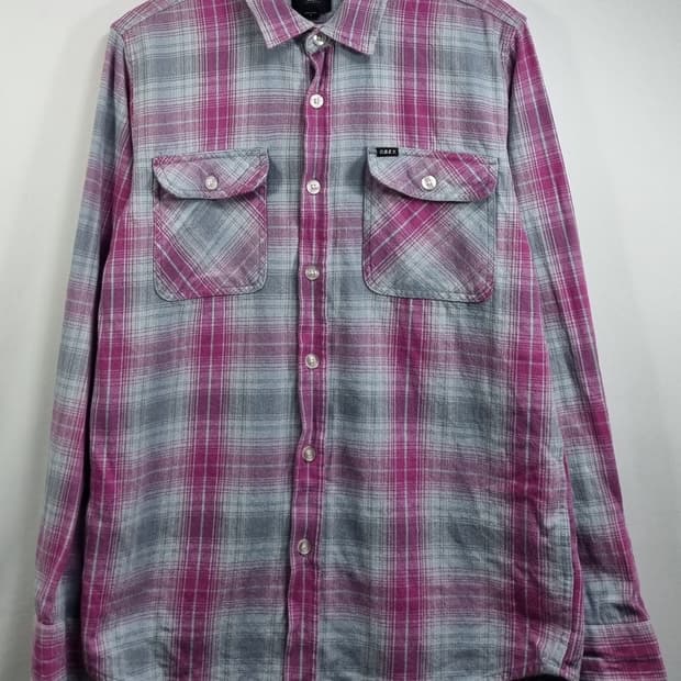 오버핏 S ) 오베이 핑크+그레이 체크 셔츠 남방