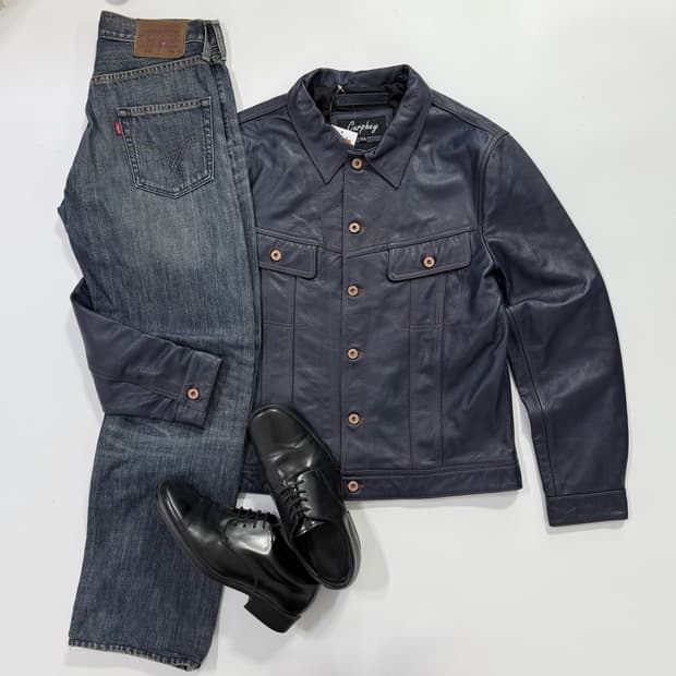 Curphey 3rd 레더 트러커 자켓 