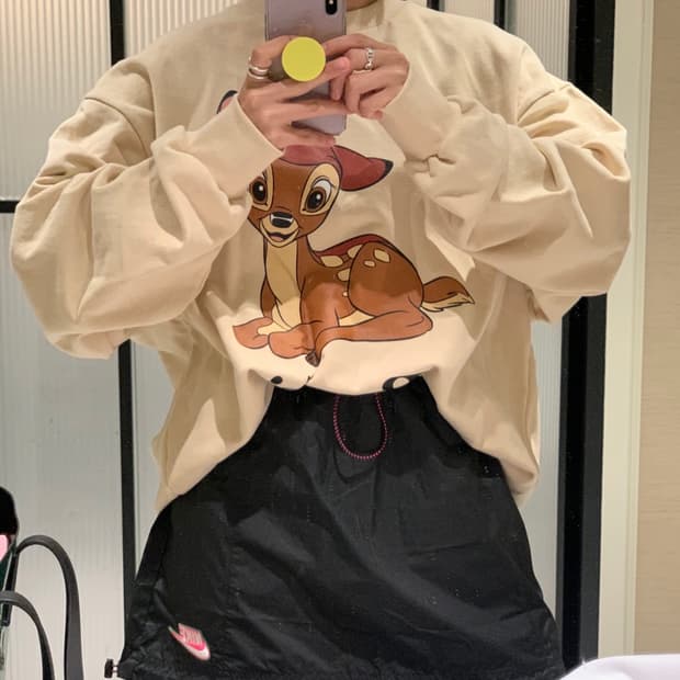 럭키마르쉐 디즈니 밤비 오버사이즈 맨투맨 티셔츠