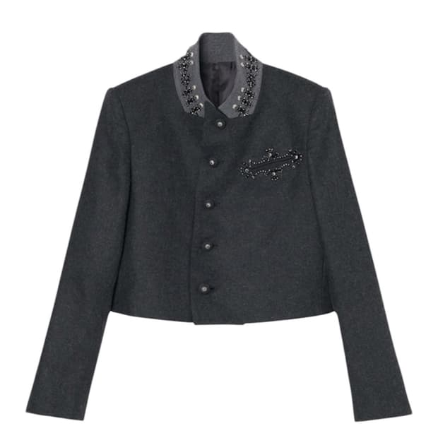 타나카 다이스케 블랙 스탠드 픽드 라펠 자켓