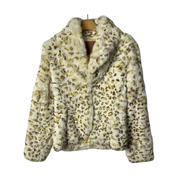 [Material Girl] 레오파드 래빗 퍼 퍼자켓