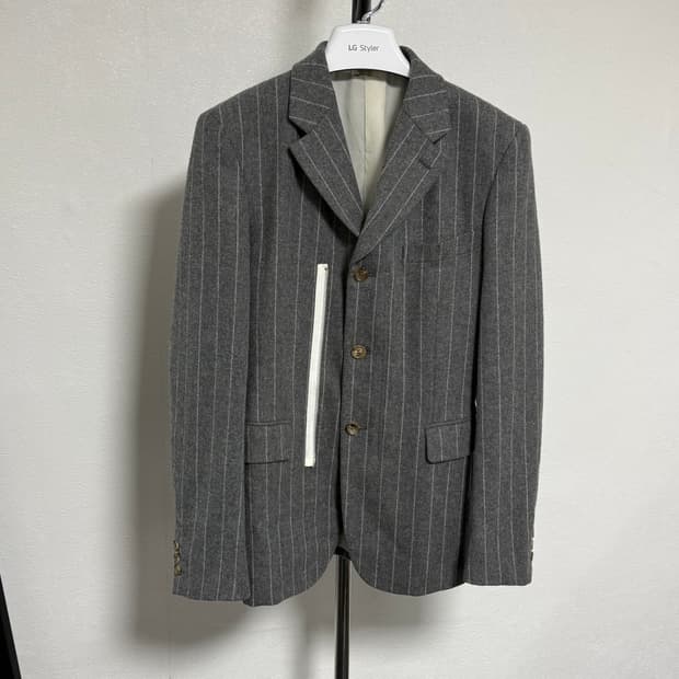 24aw 꼼데가르송 옴므플러스 스트라이프 zip 자켓 s