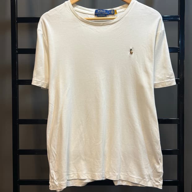 [L] 폴로 랄프로렌 화이트 커스텀 슬림핏 반팔 티셔츠 3.0
