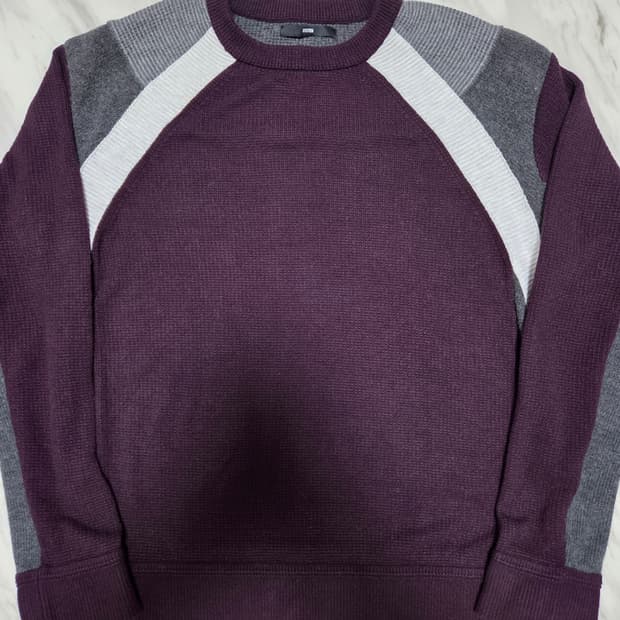 시스템옴므 버건디 배색 니트