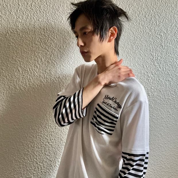 Roddole 와플 스트라이프 롱 슬리브