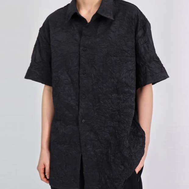 음양Irregular wrinkled half shirt 1사이즈