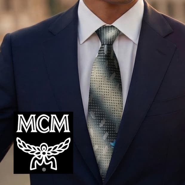 MCM 실크 네이비 패턴 넥타이 9.1cm A+등급 A19265