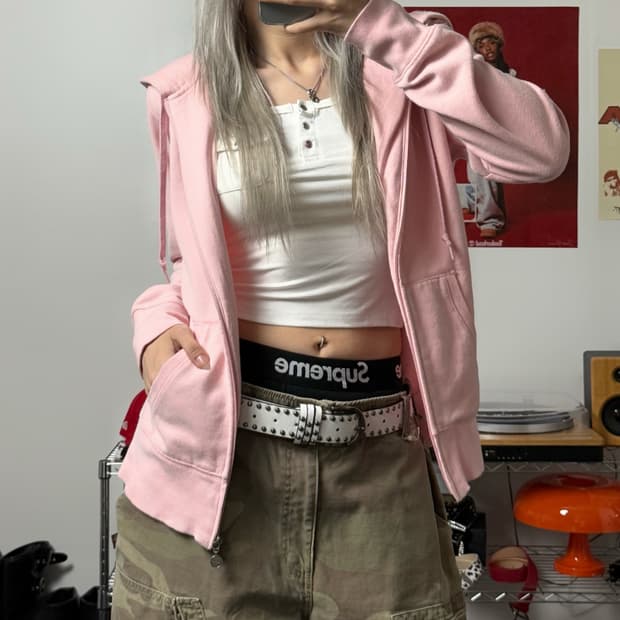나이키 00s 베이비 핑크 후드집업