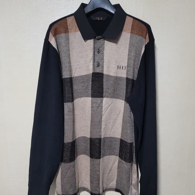 닥스 골프 체크배색 긴팔 카라티