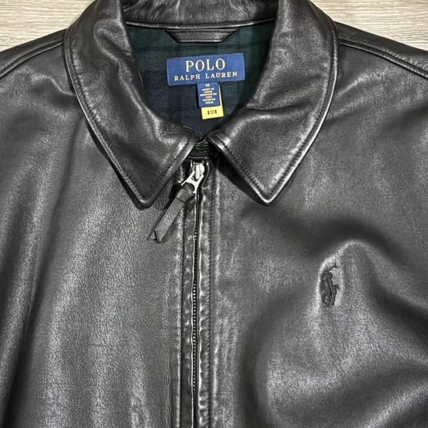 M 폴로 랄프로렌 맥스웰 레더 가죽 자켓 블랙