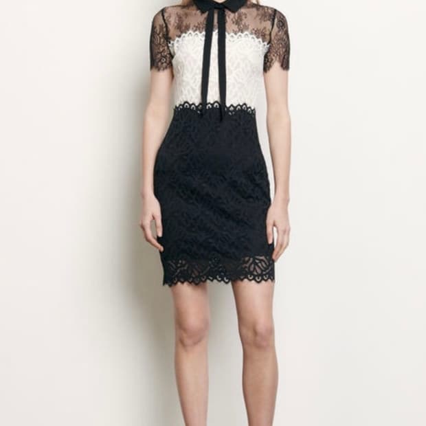 Sandro 로잔 리본 투톤 원피스 55