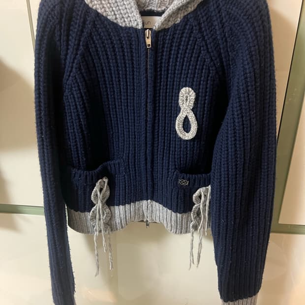 기준 kijun 크로셰 니트 후드 자켓