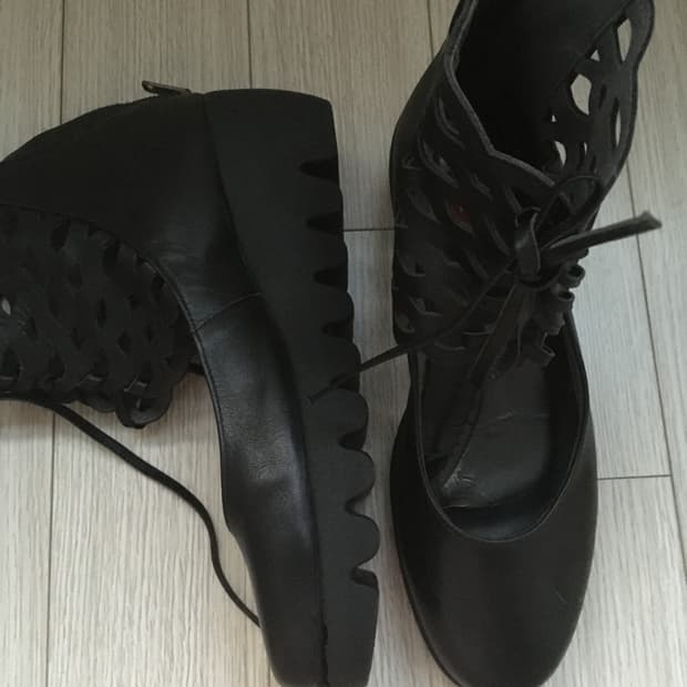 Cut-Out Lace Wedge Boots