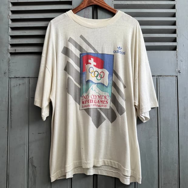 [2XL]80's 아디다스 USA 스위스 올림픽 티셔츠
