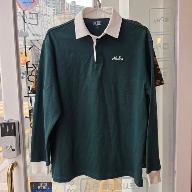 NEW ERA 뉴에라 긴팔 칼라 셔츠 L 그린 골프 남성