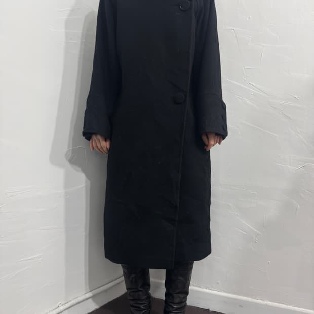 claude lema button long wool coat