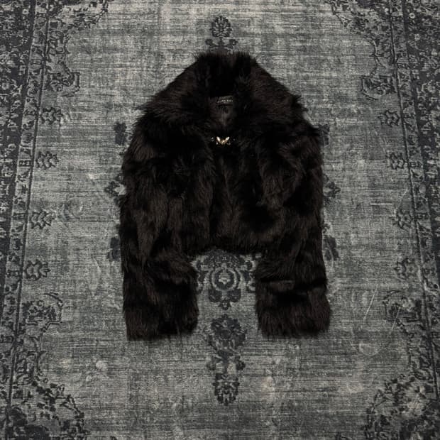 Punkrave harajuku crop fur jacket 