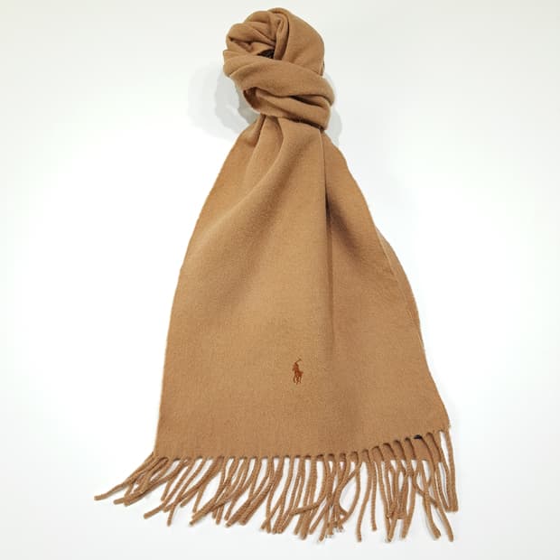 MX591 폴로 90s 스코틀랜드판 램스울 브라운포니 카멜 머플러 목도