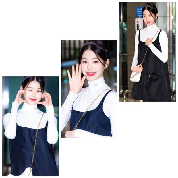 정품)급처미사용새상품!프라다 장원영 삼각로고 져지터틀넥탑목폴라하이넥티셔츠