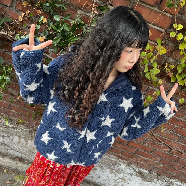 일본무드 별 패턴 후리스