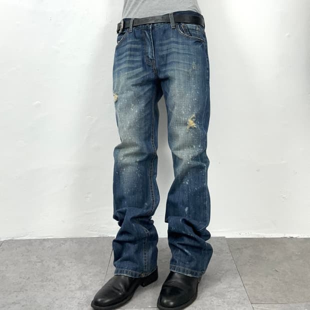 Distress & Paint Splatter Denim Jeans