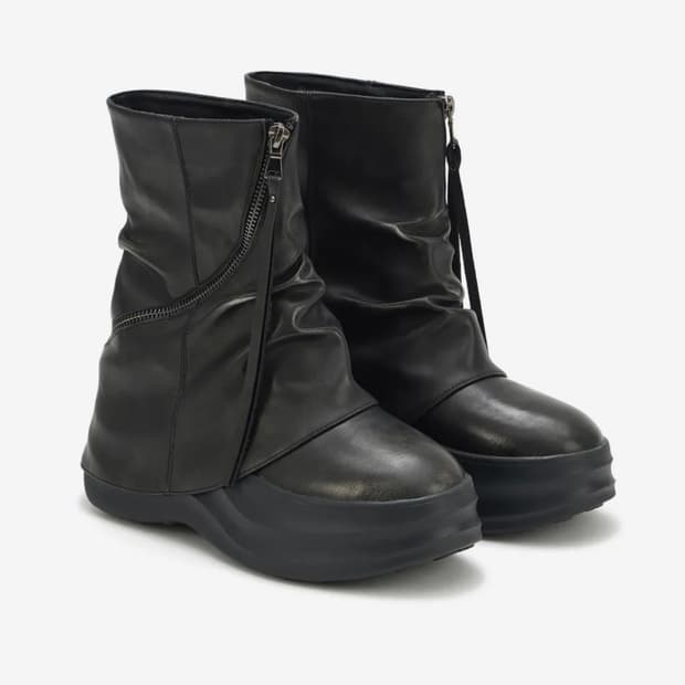 다이닛 지퍼 커브드 라인 플랫폼 부츠