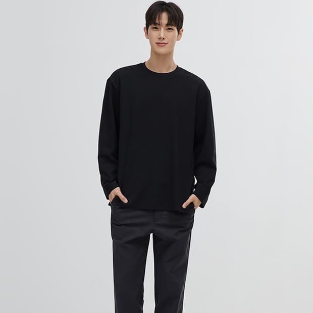 스파오 밀라노 긴팔 티셔츠 95사이즈 블랙