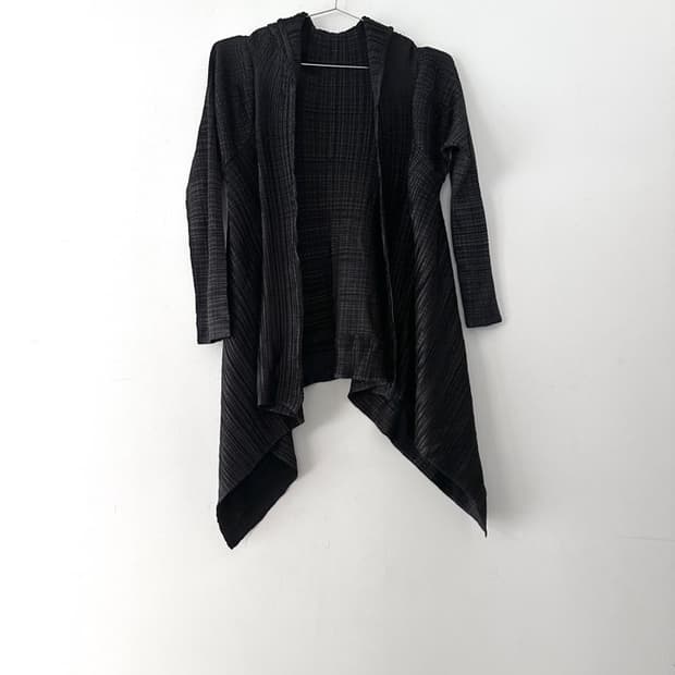 Pleats open cardigan / black