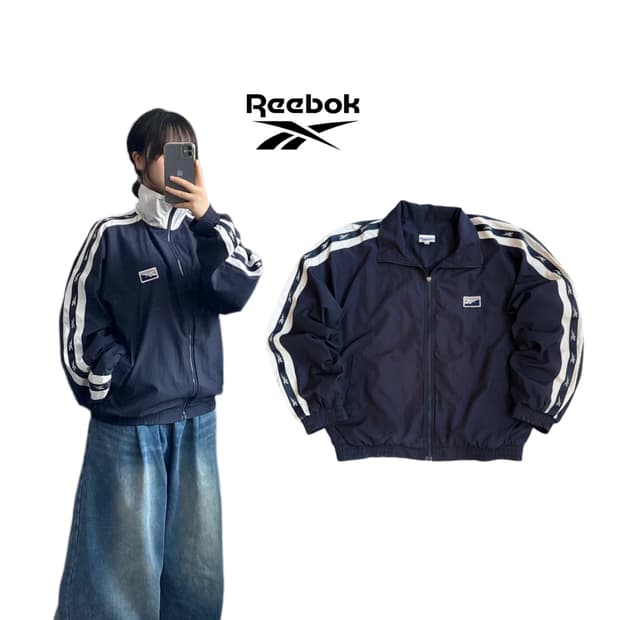 리복 90s 빅로고 올드스쿨 오버핏 바람막이 자켓