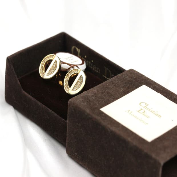 디올 A등급 CD로고 큐빅 남자 명품 커프스 빈티지