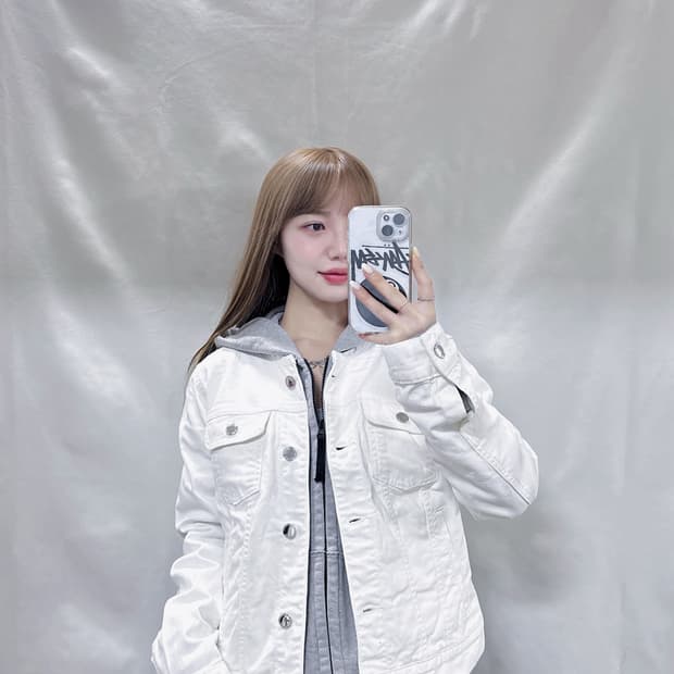 폴로 랄프로렌 화이트 논카라 데님 자켓 