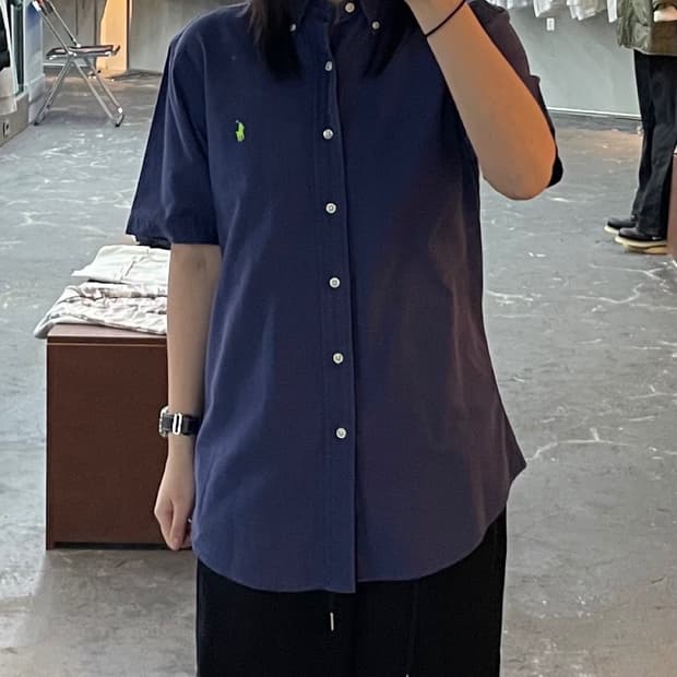 폴로 랄프로렌 솔리드 퍼플 반팔 셔츠 H1489