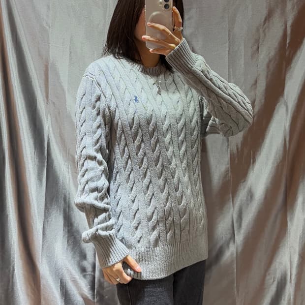 M 폴로랄프로렌 그레이 케이블 니트