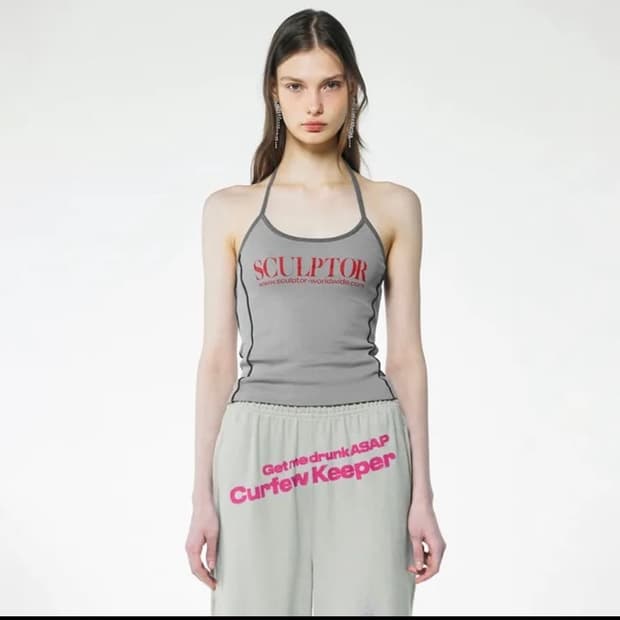 Sculptor 스컬프터 홀터넥 탑 그레이