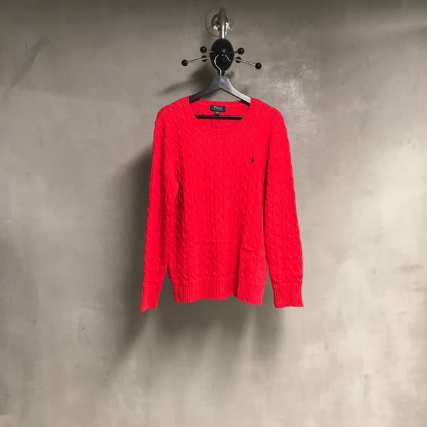 폴로 랄프로렌 케이블 니트 레드 XL18-20