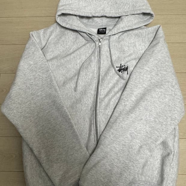 스투시 베이직 스투시 후드 집업 애쉬 헤더 (L)