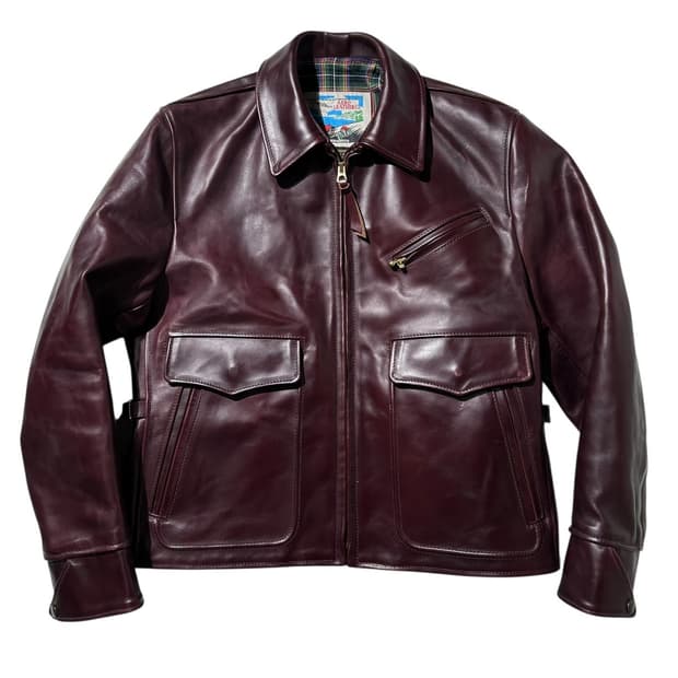 에어로 레더 홀스하이드 하프 벨티드 디럭스 싱글 자켓