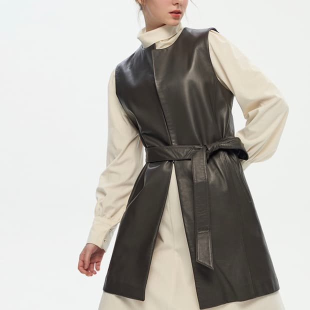 로보 ROBO 이태리 램스킨 롱 베스트 [새상품]