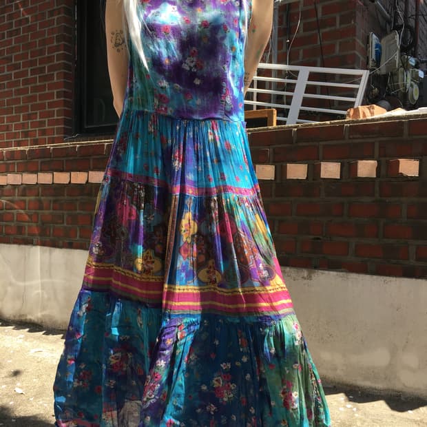 블루 오션 보태니컬 발리 티어드 원피스