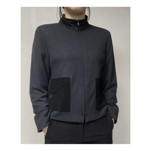 Half Neck Ribbed Pocket Blouson