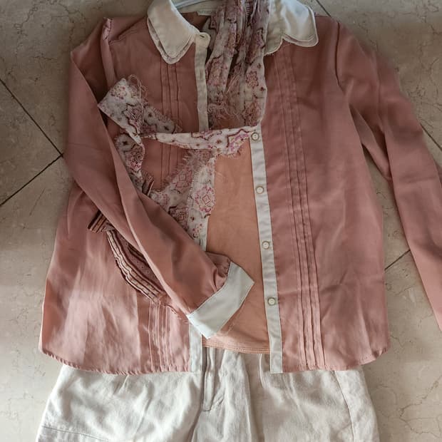 빈티지 코랄 모리걸 코디셋 4p